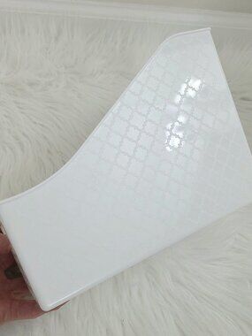 Set of 4 File Magazine Holder PVC White Moroccan Pattern Design from Daiso Japan